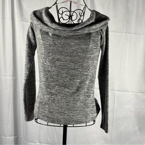 Guess Heather Gray Off-Shoulder Knit Turtleneck Sweater